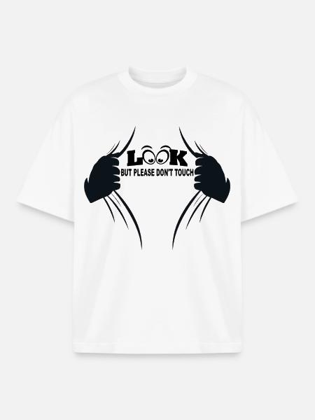 Look but please don't touch - Boxy Heavyweight Unisex Organic T-Shirt by Stanley/Stella - white