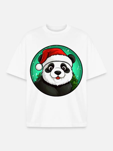 Panda Santa Claus - Boxy Heavyweight Unisex Organic T-Shirt by Stanley/Stella - white