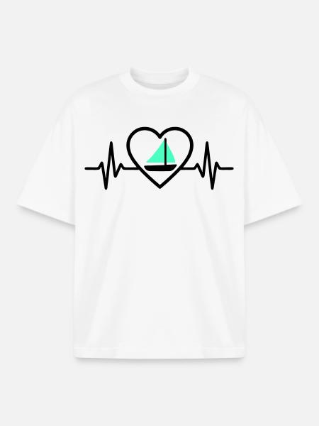 Heart Sailing – Passion Boat - Boxy Heavyweight Unisex Organic T-Shirt by Stanley/Stella - white