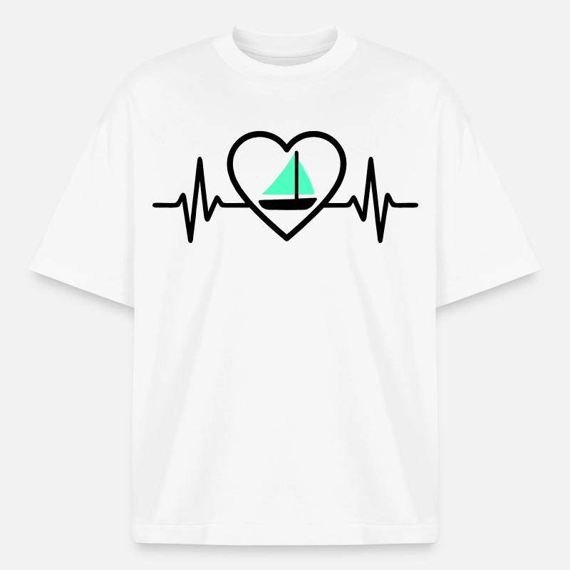 Heart Sailing – Passion Boat - Heavyweight Boxy Unisex T-Shirt by Stanley/Stella - white