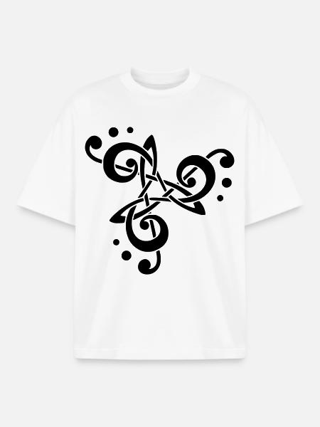 musical note in triskelion - Boxy Heavyweight Unisex Organic T-Shirt by Stanley/Stella - white