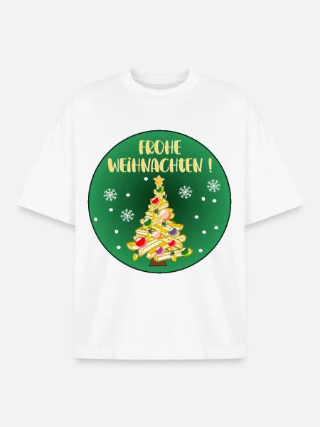 MERRY CHRISTMAS CHRISTMAS TREE FRIES - Boxy Heavyweight Unisex Organic T-Shirt by Stanley/Stella - white