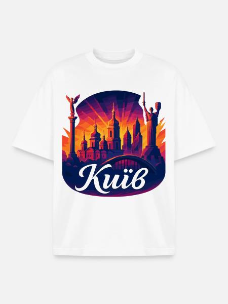 Kyiv Capitale Kyiv Ukraine - T-shirt unisexe boxy épais biologique Stanley/Stella - blanc