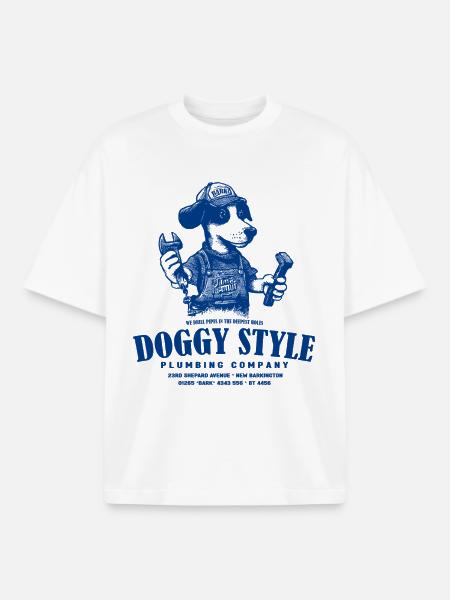 Doggy Style Plumbing Service - Boxy Heavyweight Unisex Organic T-Shirt by Stanley/Stella - white