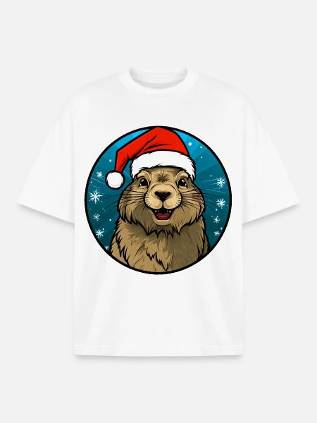 Weihnachtsmann Murmeltier - Boxy Heavyweight Unisex Organic T-Shirt von Stanley/Stella - Weiß
