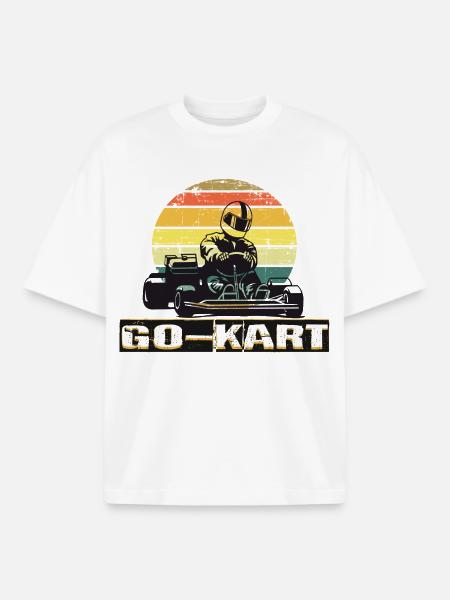 Faire du karting - T-shirt unisexe boxy épais biologique Stanley/Stella - blanc