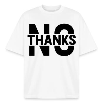 Non merci - T-shirt unisexe boxy épais biologique Stanley/Stella - blanc - Devant - AI Model Male 185 light (185cm) & AI Model Female 172 dark (172cm)