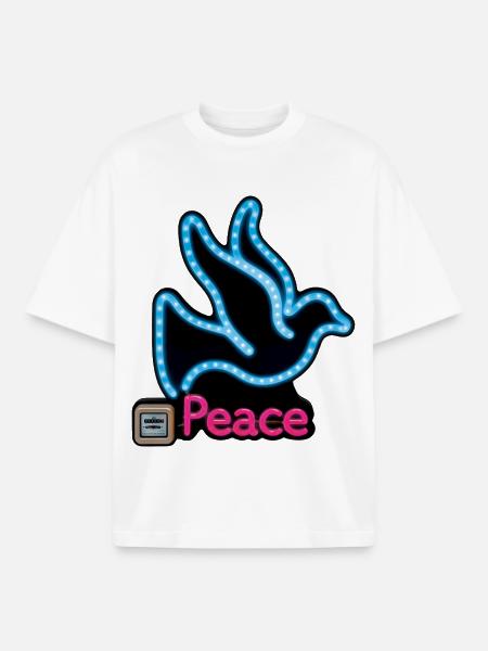 DOVE NEON - peace & love - Boxy Heavyweight Unisex Organic T-Shirt by Stanley/Stella - white