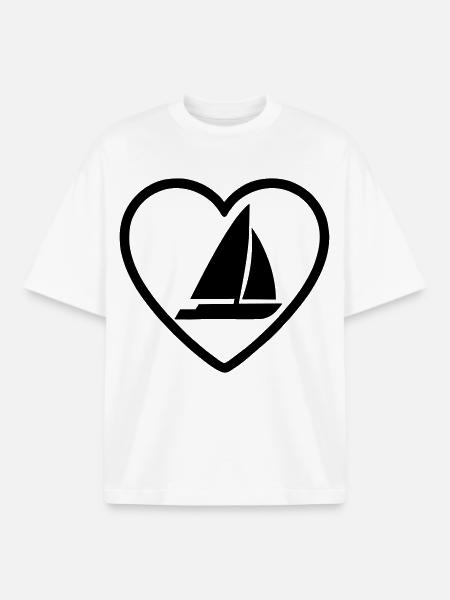 Catamaran Heart – Sailing Passion - Boxy Heavyweight Unisex Organic T-Shirt by Stanley/Stella - white