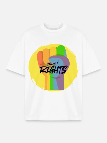 Rainbow Fist Pride Equality - Boxy Heavyweight Unisex Organic T-Shirt by Stanley/Stella - white