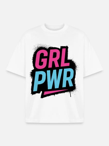 GIRL POWER - let's talk - Boxy Heavyweight Unisex Organic T-Shirt by Stanley/Stella - white