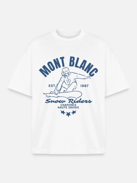 Mont Blanc Snow Riders logo - Boxy Heavyweight Unisex Organic T-Shirt by Stanley/Stella - white