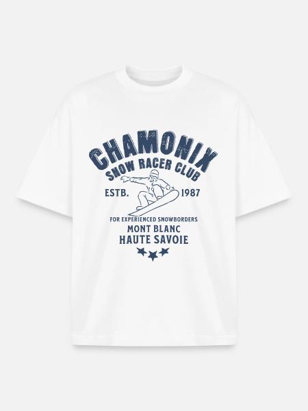 Chamonix Snowboard Club Mont Blanc - Boxy Heavyweight Unisex Organic T-Shirt by Stanley/Stella - white