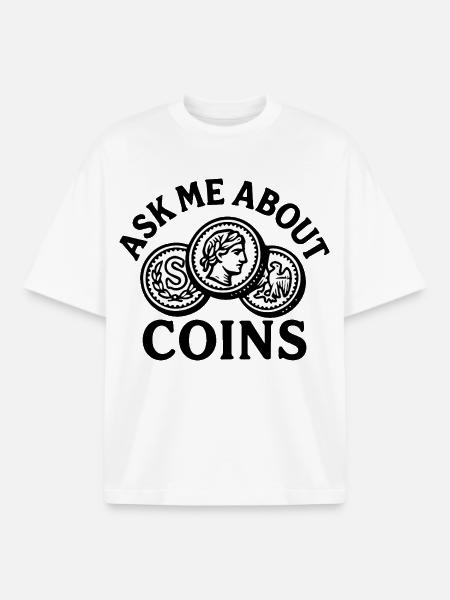 Frag mich nach Münzen-Schatzsuche-Abenteuern - Boxy Heavyweight Unisex Organic T-Shirt von Stanley/Stella - Weiß