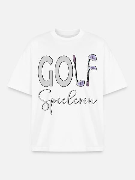 GOLFER PLAYING GOLF - Boxy Heavyweight Unisex Organic T-Shirt by Stanley/Stella - white