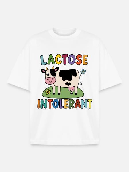 Lactose Intolerant – Funny Cow Intolerance - Boxy Heavyweight Unisex Organic T-Shirt by Stanley/Stella - white