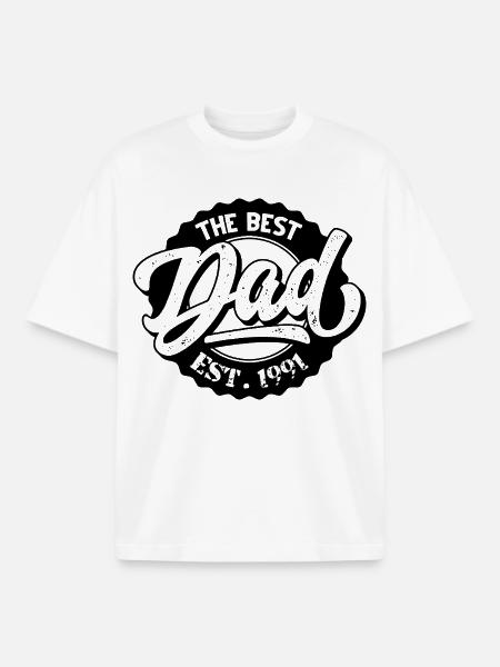 The Best Dad EST 1991 - Boxy Heavyweight Unisex Organic T-Shirt by Stanley/Stella - white