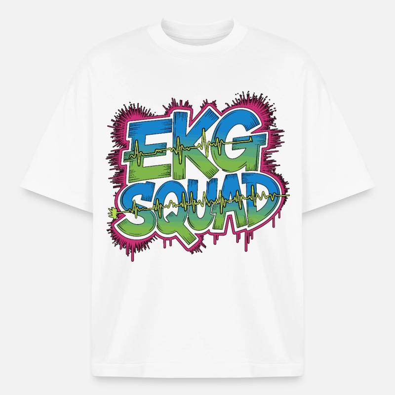 Cardiac Tech ECG Squad Pacemaker Technician - Boxy Heavyweight Unisex Organic T-Shirt by Stanley/Stella - white