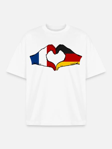 France Germany Football Flag - Boxy Heavyweight Unisex Organic T-Shirt by Stanley/Stella - white