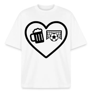 Herzkalziumbier - Boxy Heavyweight Unisex Organic T-Shirt von Stanley/Stella - Weiß - Vorne - AI Model Male 185 light (185cm) & AI Model Female 172 dark (172cm)