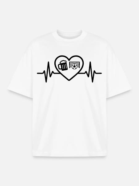 Herz Fußball Bier - Boxy Heavyweight Unisex Organic T-Shirt von Stanley/Stella - Weiß