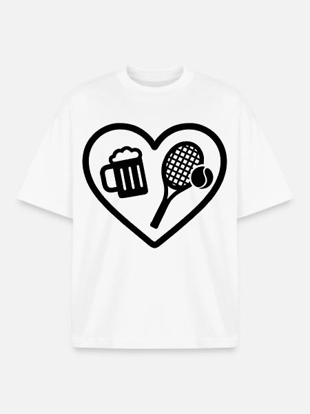 Heart Tennis Beer - Boxy Heavyweight Unisex Organic T-Shirt by Stanley/Stella - white