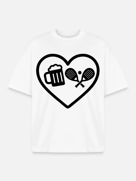 Heart Padel Bier - Boxy Heavyweight Unisex Organic T-Shirt von Stanley/Stella - Weiß