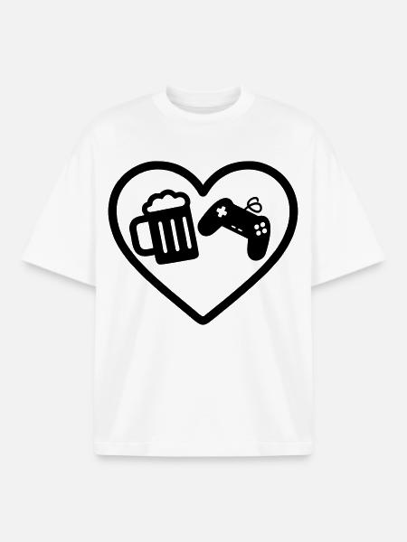 Heart Gaming Bier - Boxy Heavyweight Unisex Organic T-Shirt von Stanley/Stella - Weiß