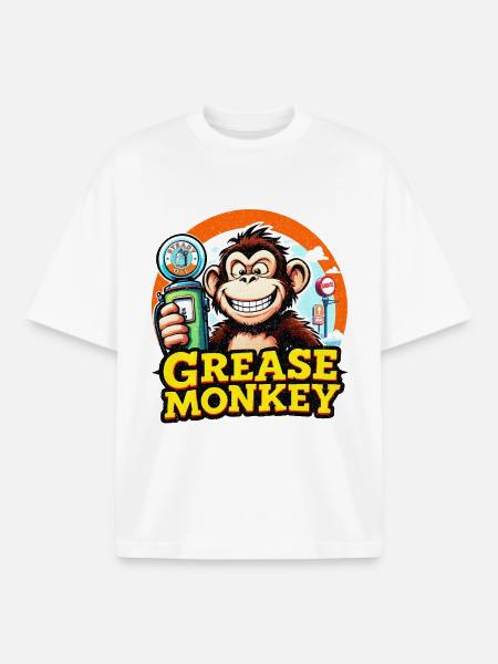 GreaseMonkey Retro Fuel Pump - Boxy Heavyweight Unisex Organic T-Shirt by Stanley/Stella - white