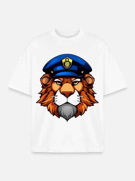 Police Löwe - Boxy Heavyweight Unisex Organic T-Shirt by Stanley/Stella - white
