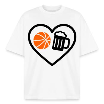 Heart Basket Bier - Boxy Heavyweight Unisex Organic T-Shirt von Stanley/Stella - Weiß - Vorne - AI Model Male 185 light (185cm) & AI Model Female 172 dark (172cm)