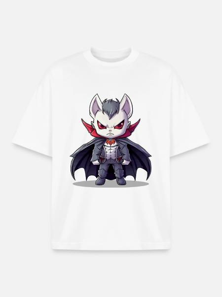 Chibi vampire in suit with cape - Boxy Heavyweight Unisex Organic T-Shirt by Stanley/Stella - white