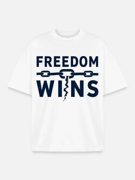 Freedom Wins: Freedom breaks chains - Boxy Heavyweight Unisex Organic T-Shirt by Stanley/Stella - white