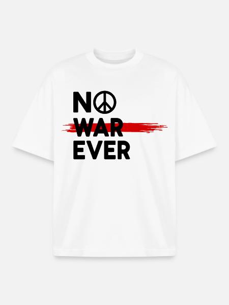 No War Ever Peace Peace Sign - Boxy Heavyweight Unisex Organic T-Shirt by Stanley/Stella - white