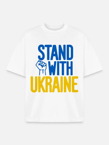 Solidarité avec l’Ukraine - T-shirt unisexe boxy épais biologique Stanley/Stella - blanc