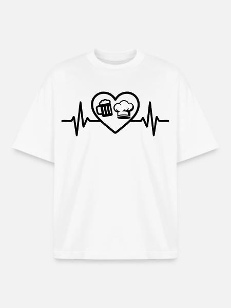 Heart Beer Kitchen Humor - Boxy Heavyweight Unisex Organic T-Shirt by Stanley/Stella - white