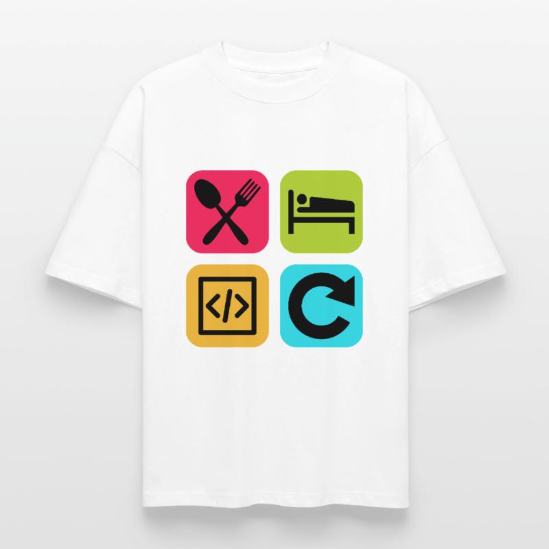 Manger Dormir Code Répéter Citation drôle Dev T-shirt unisexe boxy épais biologique Stanley/Stella