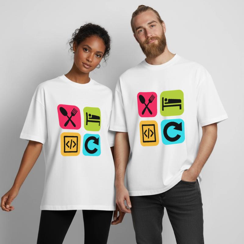 Manger Dormir Code Répéter Citation drôle Dev T-shirt unisexe boxy épais biologique Stanley/Stella