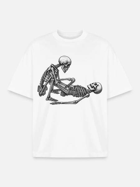 SKELETONS IN LOVE #3 - black & white - Boxy Heavyweight Unisex Organic T-Shirt by Stanley/Stella - white