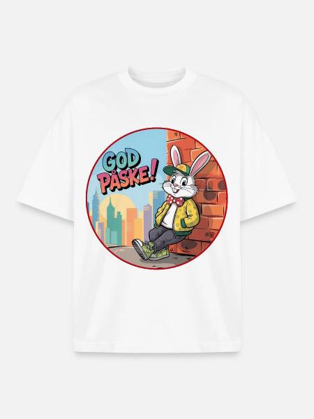 Happy Easter Bunny in Town - Boxy Heavyweight Unisex Organic T-Shirt by Stanley/Stella - white