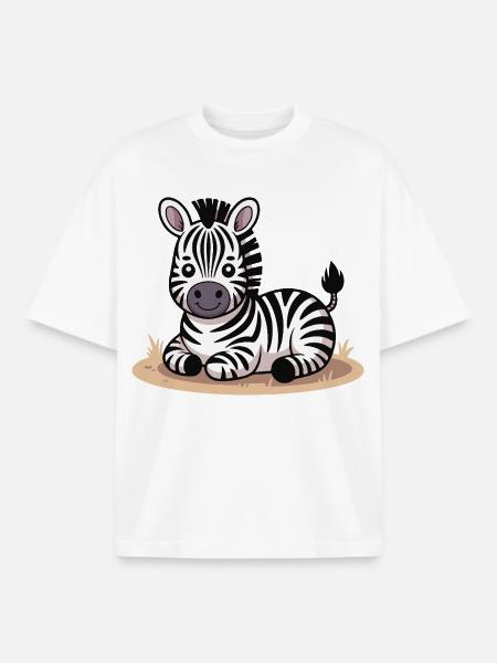 Cuddly Zebra Baby Motif - Boxy Heavyweight Unisex Organic T-Shirt by Stanley/Stella - white