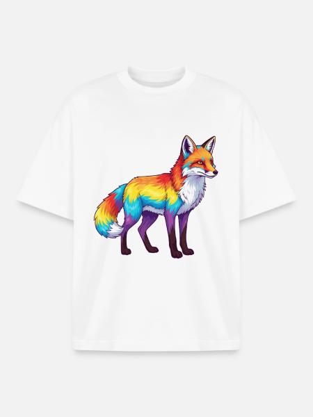 Buntes Fuchs-Regenbogen-Pop-Art-Aquarell - Boxy Heavyweight Unisex Organic T-Shirt von Stanley/Stella - Weiß