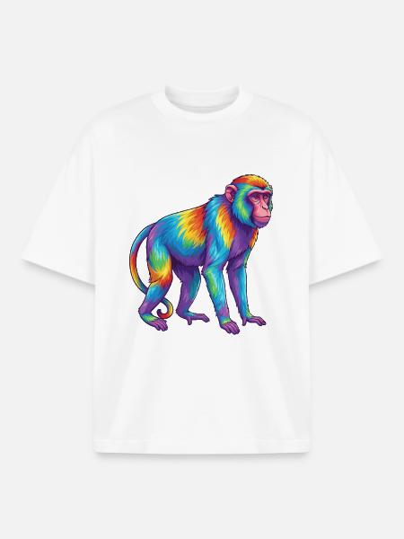 Bunte Affen-Regenbogen-Pop-Art-Aquarell - Boxy Heavyweight Unisex Organic T-Shirt von Stanley/Stella - Weiß