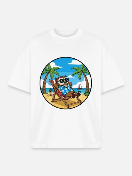 Coole Eulenstrandurlaub-Sommervibes - Boxy Heavyweight Unisex Organic T-Shirt von Stanley/Stella - Weiß