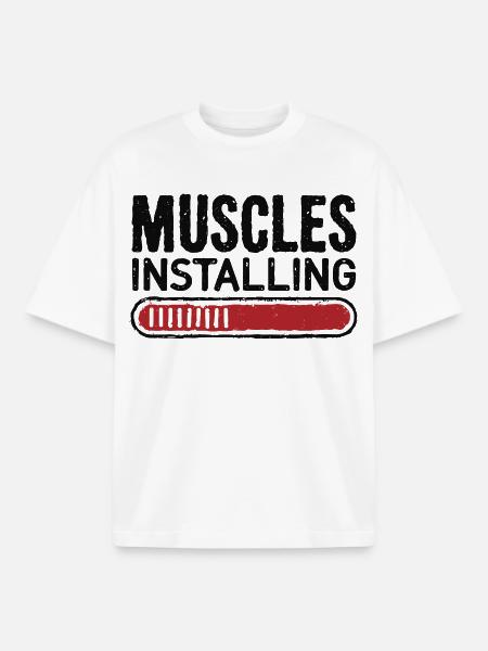 Installing Muscles - Boxy Heavyweight Unisex Organic T-Shirt by Stanley/Stella - white