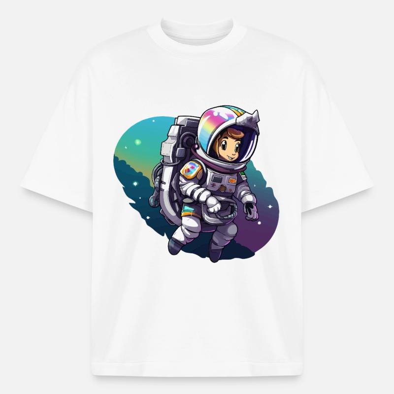 Astronaute d’aventure spatiale - T-shirt unisexe épais coupe boxy Stanley/Stella - blanc