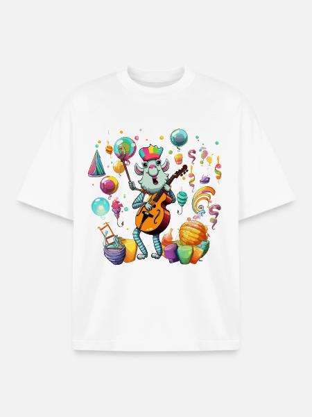 Party goat with guitar groove - Boxy Heavyweight Unisex Organic T-Shirt by Stanley/Stella - white
