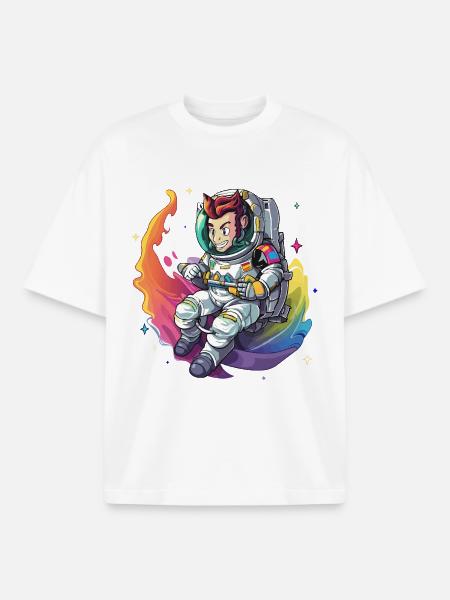 Galactic guitar rocker in space - Boxy Heavyweight Unisex Organic T-Shirt by Stanley/Stella - white