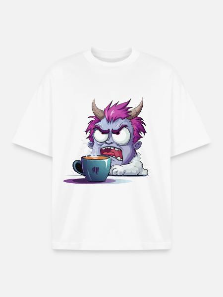Coffee-mad monster - Boxy Heavyweight Unisex Organic T-Shirt by Stanley/Stella - white
