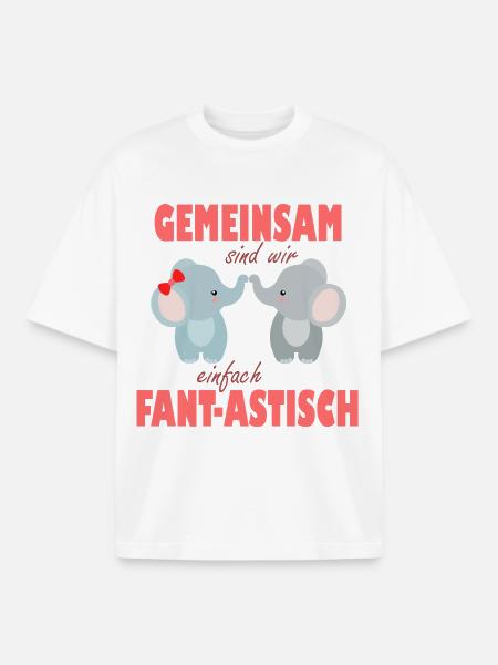 Together We Are Fantastic – Elephant Joy - Boxy Heavyweight Unisex Organic T-Shirt by Stanley/Stella - white